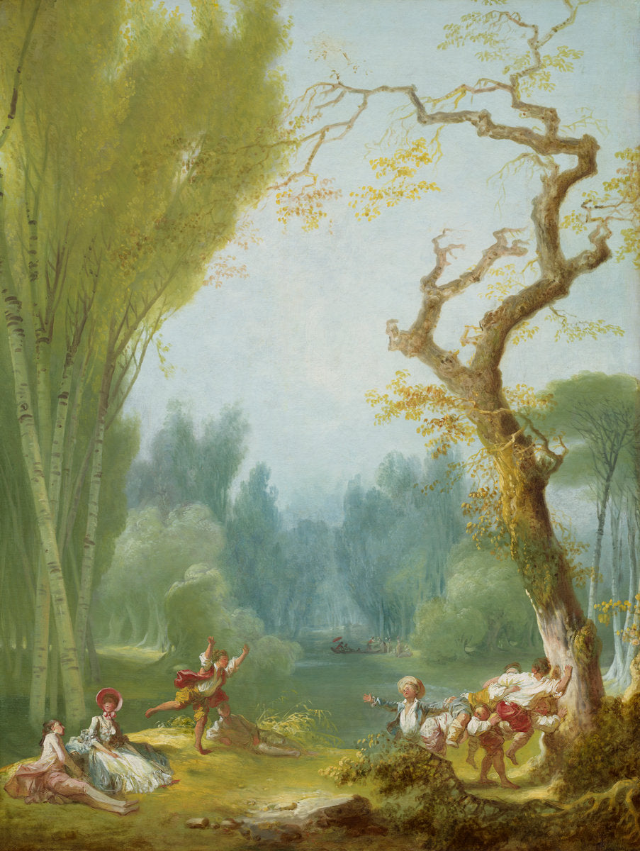 A Game of Horse and Rider by Jean Honoré Fragonard (French, 1732 - 1806), 16X12"(A3)Poster Print