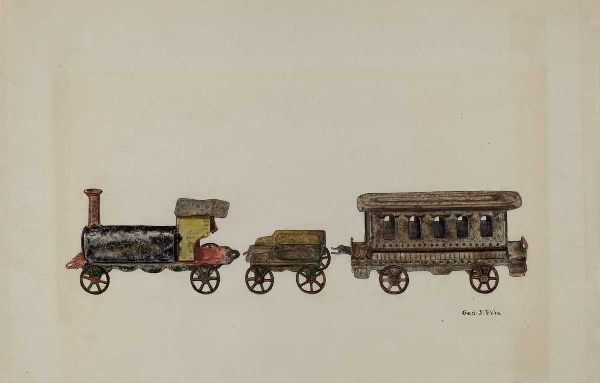 Toy Train by George File (American, active c. 1935), 16X12"(A3)Poster Print