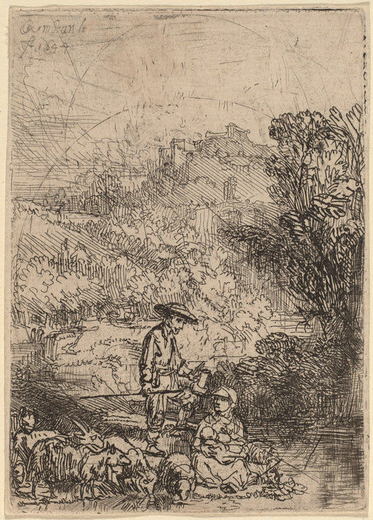 The Shepherd and His Family by Rembrandt van Rijn (Dutch, 1606 - 1669), 16X12"(A3)Poster Print