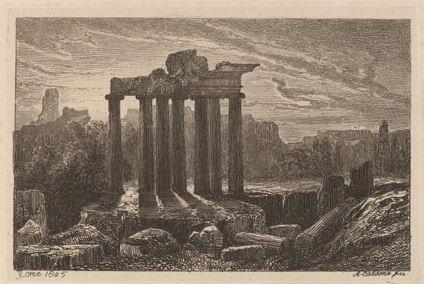 Roman Ruins by Alexandre Calame (Swiss, 1810 - 1864), 16X12"(A3)Poster Print