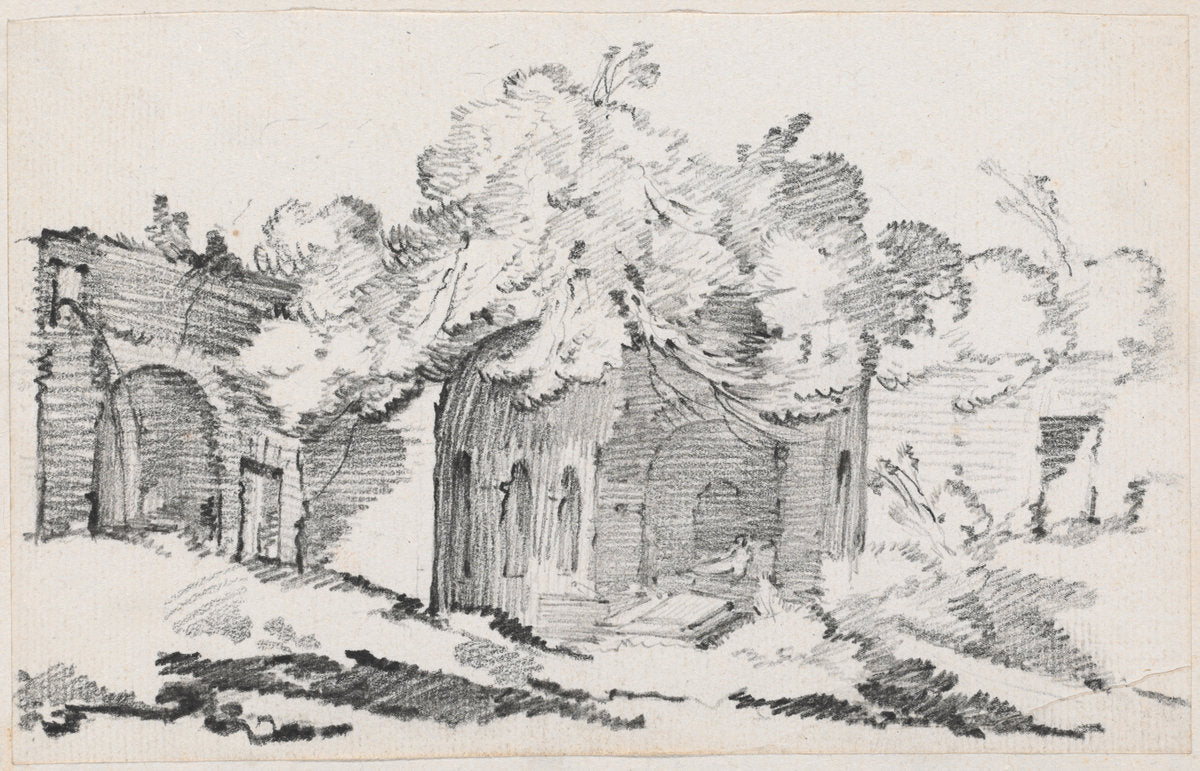The Grotto of the Nymph Egeria by Joseph-Marie Vien (French, 1716 - 1809), 16X12"(A3)Poster Print