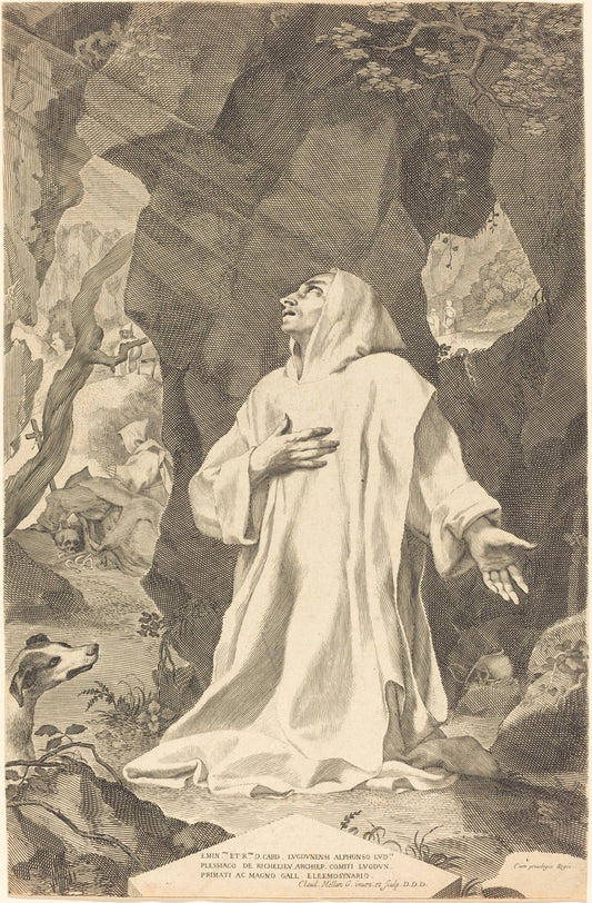 Saint Bruno by Claude Mellan (French, 1598 - 1688), 16X12"(A3)Poster Print