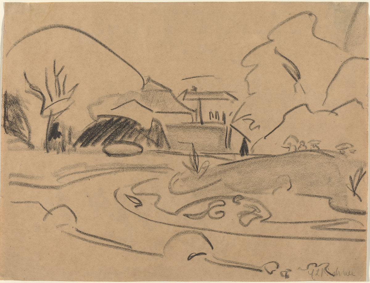 Footpaths and Pavilion in the Dresden Grosser Garten by Ernst Ludwig Kirchner (German, 1880 - 1938), 16X12"(A3)Poster Print