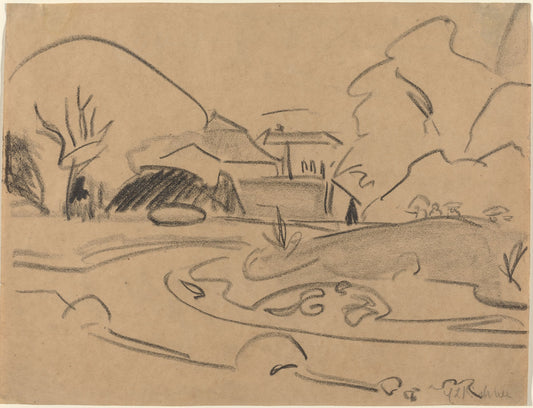 Footpaths and Pavilion in the Dresden Grosser Garten by Ernst Ludwig Kirchner (German, 1880 - 1938), 16X12"(A3)Poster Print
