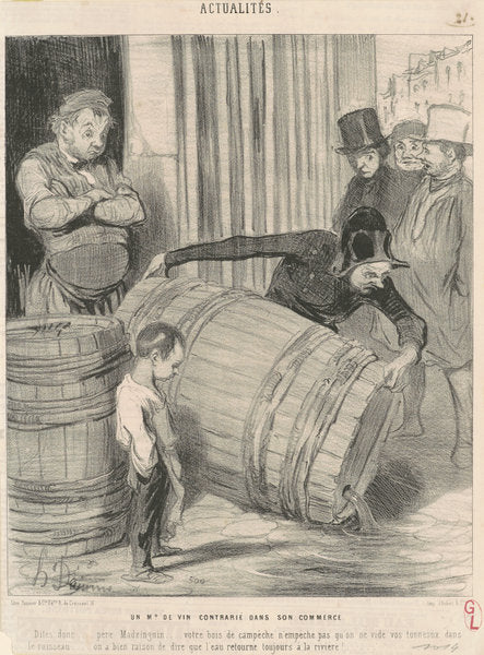 Un marchand de vin contrarié dans son commerce by Honoré Daumier (French, 1808 - 1879), 16X12"(A3)Poster Print