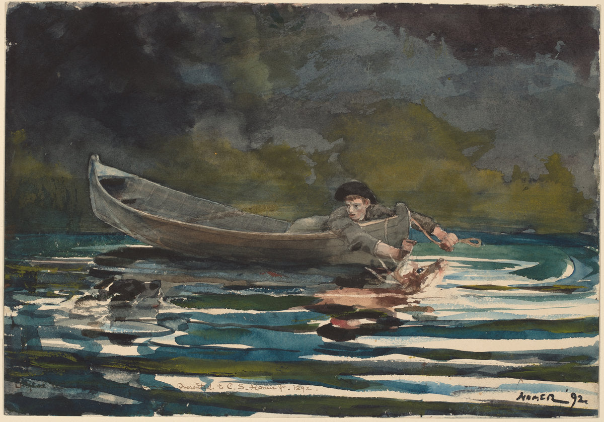 Sketch for "Hound and Hunter" by Winslow Homer (American, 1836 - 1910), 16X12"(A3)Poster Print