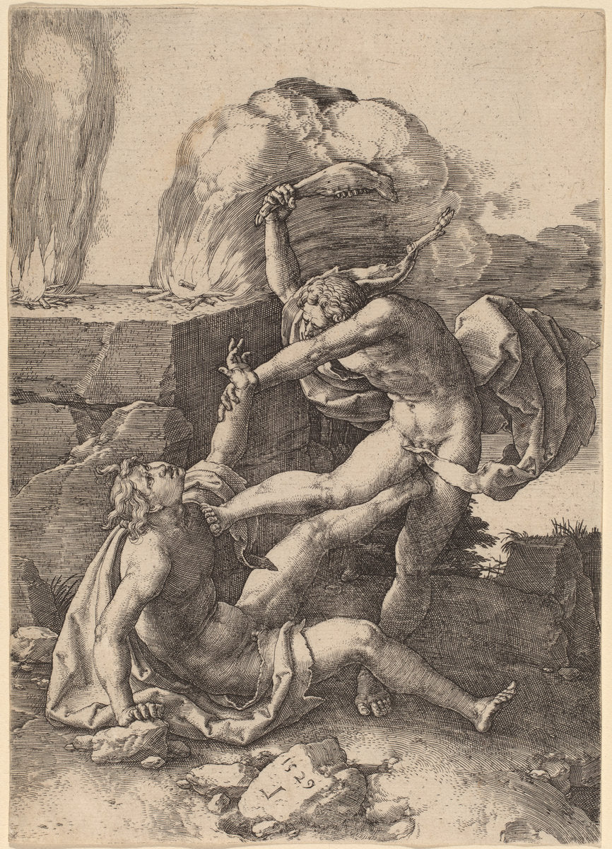 Cain Killing Abel by Lucas van Leyden (Netherlandish, 1489/1494 - 1533), 16X12"(A3)Poster Print