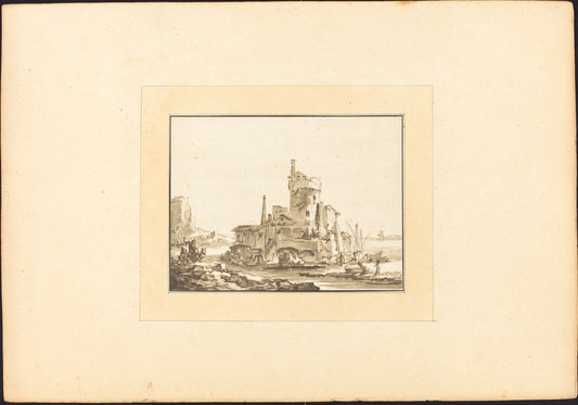 Roman Ruin by Katharina Prestel after Thomas Wyck (German, 1747 - 1794), 16X12"(A3)Poster Print