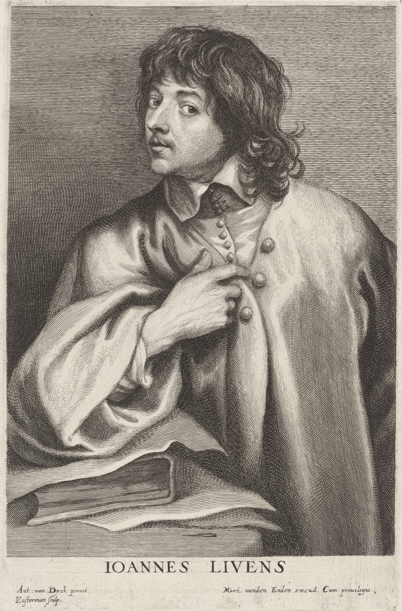 Jan Lievens by Lucas Emil Vorsterman after Sir Anthony van Dyck (Flemish, 1595 - 1675), 16X12"(A3)Poster Print