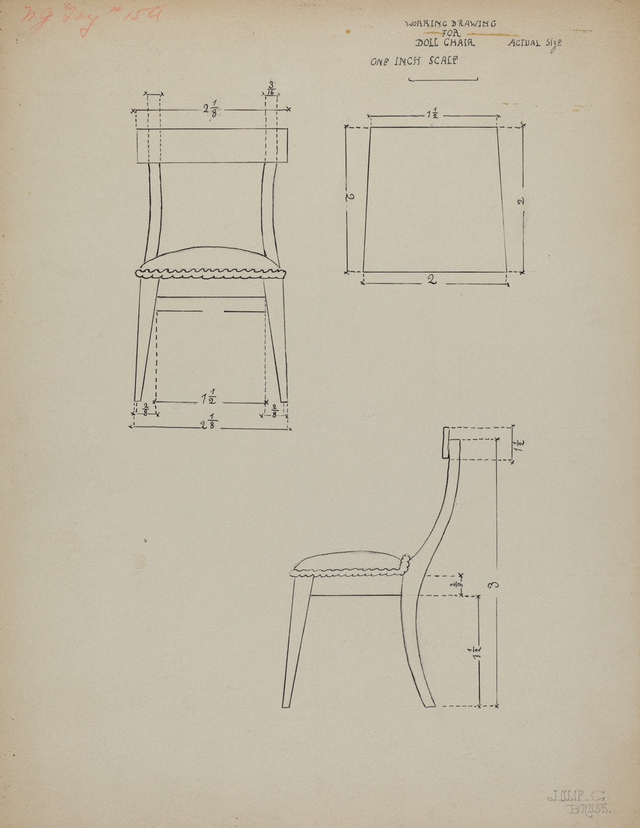 Doll Chair by Julie C. Brush (American, active c. 1935), 16X12"(A3)Poster Print