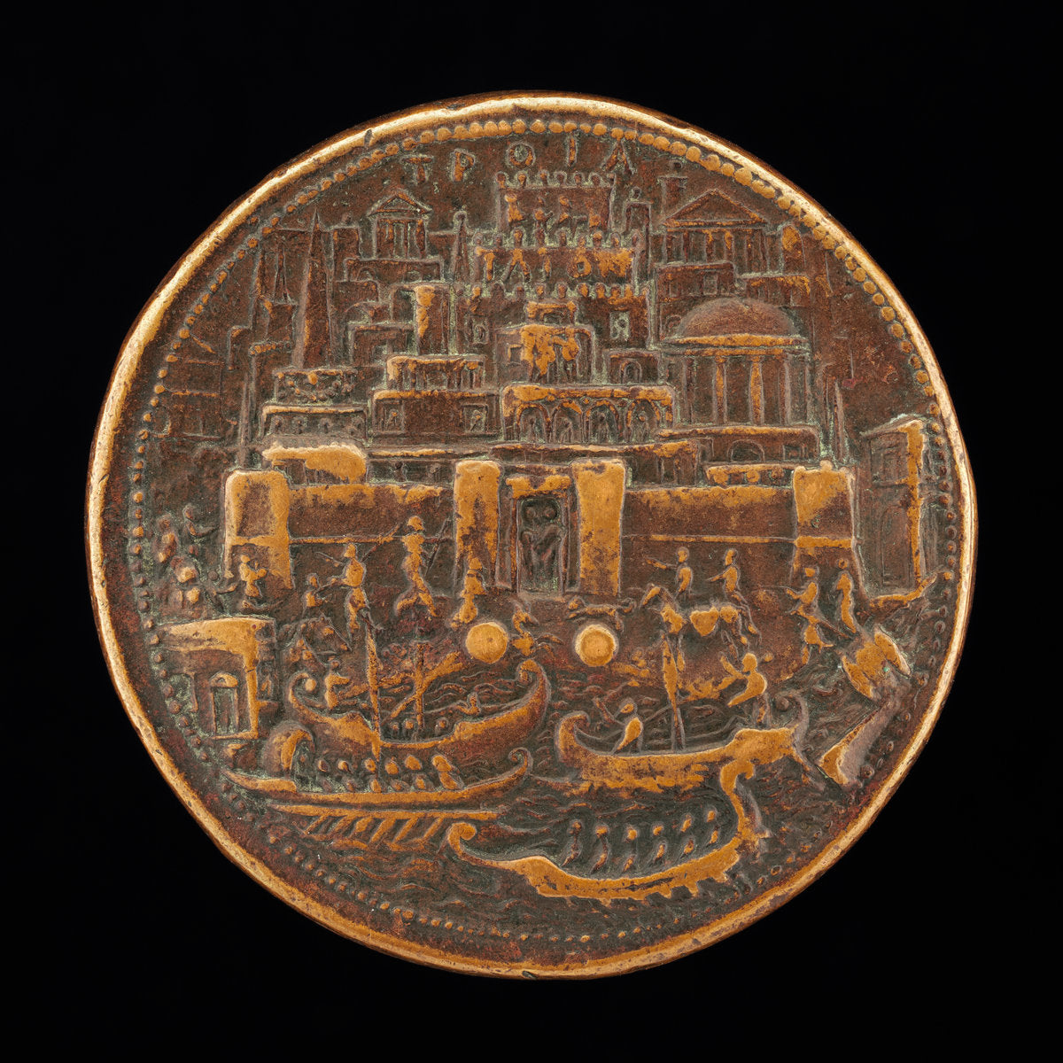 Troy with Galleys in Harbor [reverse] by Il Grechetto (Italian, active 1538/1564), 16X12"(A3)Poster Print