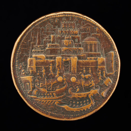 Troy with Galleys in Harbor [reverse] by Il Grechetto (Italian, active 1538/1564), 16X12"(A3)Poster Print