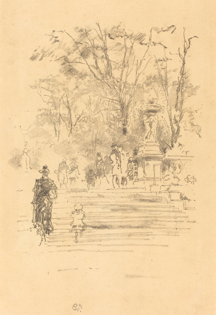 The Steps, Luxembourg by James McNeill Whistler (American, 1834 - 1903), 16X12"(A3)Poster Print