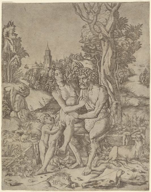 Faun Family by Giovanni Battista Palumba (Italian, active first quarter 16th century), 16X12"(A3)Poster Print