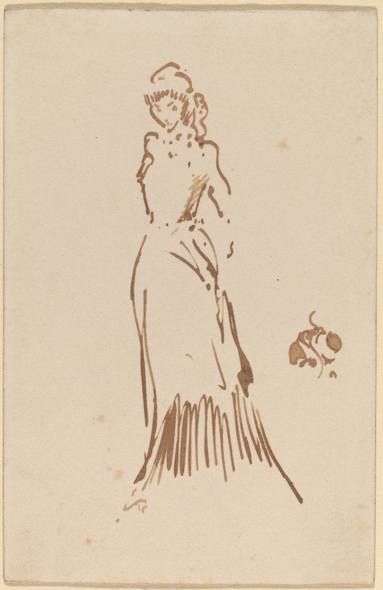 Standing Female Figure by James McNeill Whistler (American, 1834 - 1903), 16X12"(A3)Poster Print