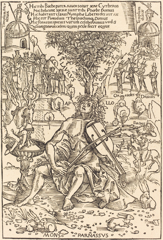 Apollo on Parnasus by Hans Süss von Kulmbach (German, c. 1485 - 1522), 16X12"(A3)Poster Print