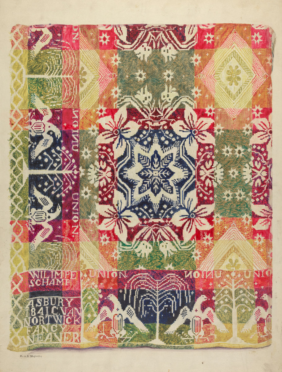 Double Faced Blanket by Edith Magnette (American, active c. 1935), 16X12"(A3)Poster Print