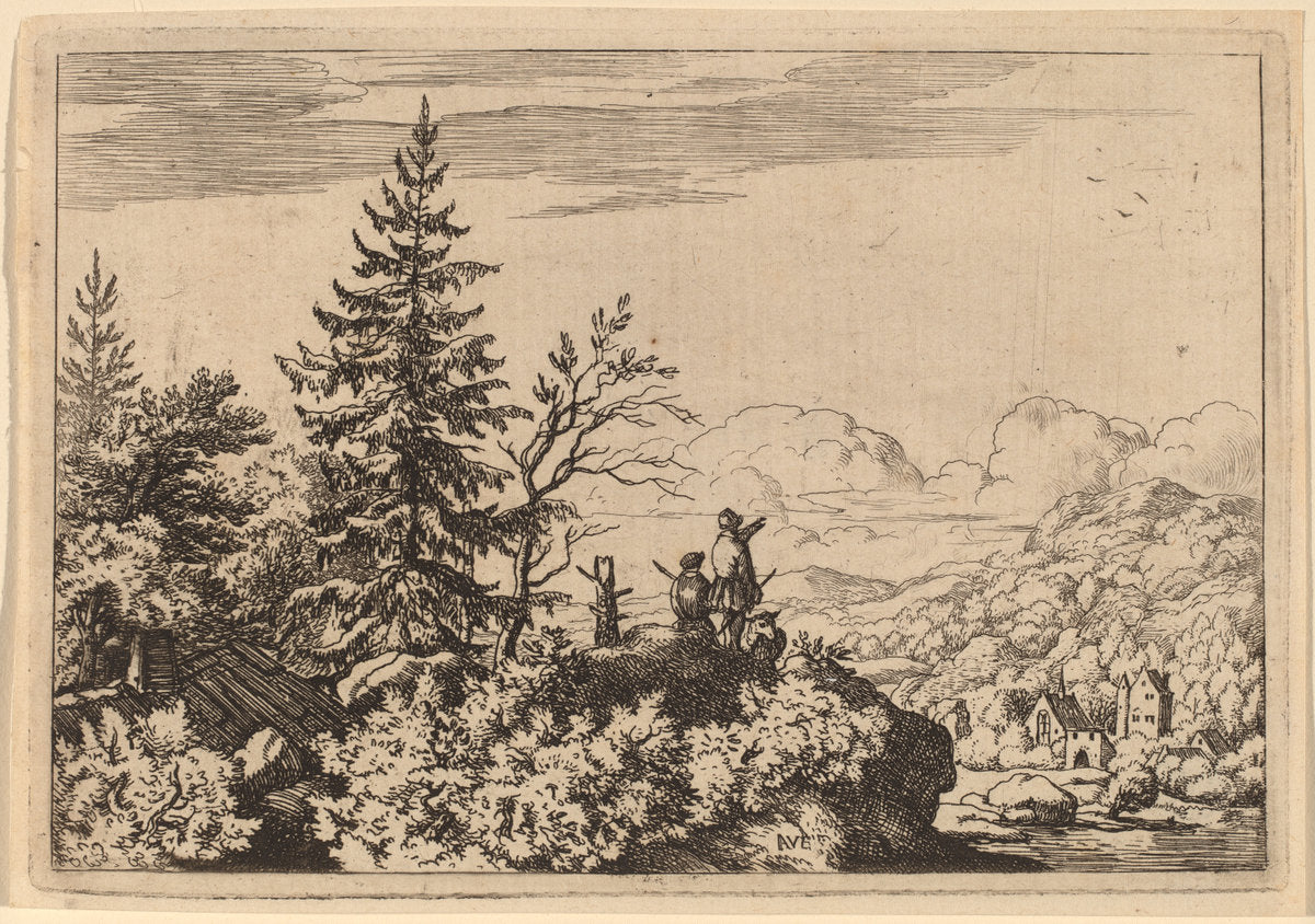 Two Men on a Hill by Allart van Everdingen (Dutch, 1621 - 1675), 16X12"(A3)Poster Print