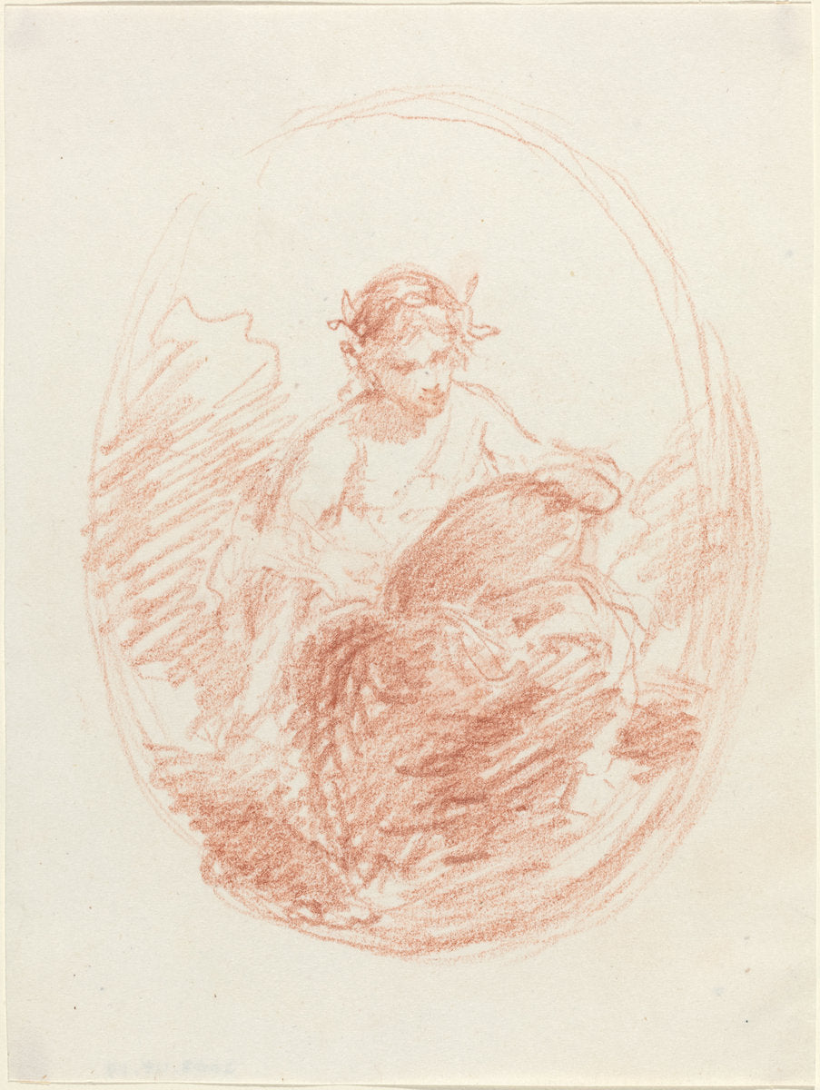 red chalk on wove paper by French 19th Century (Allegorical Figure), 16X12"(A3)Poster Print