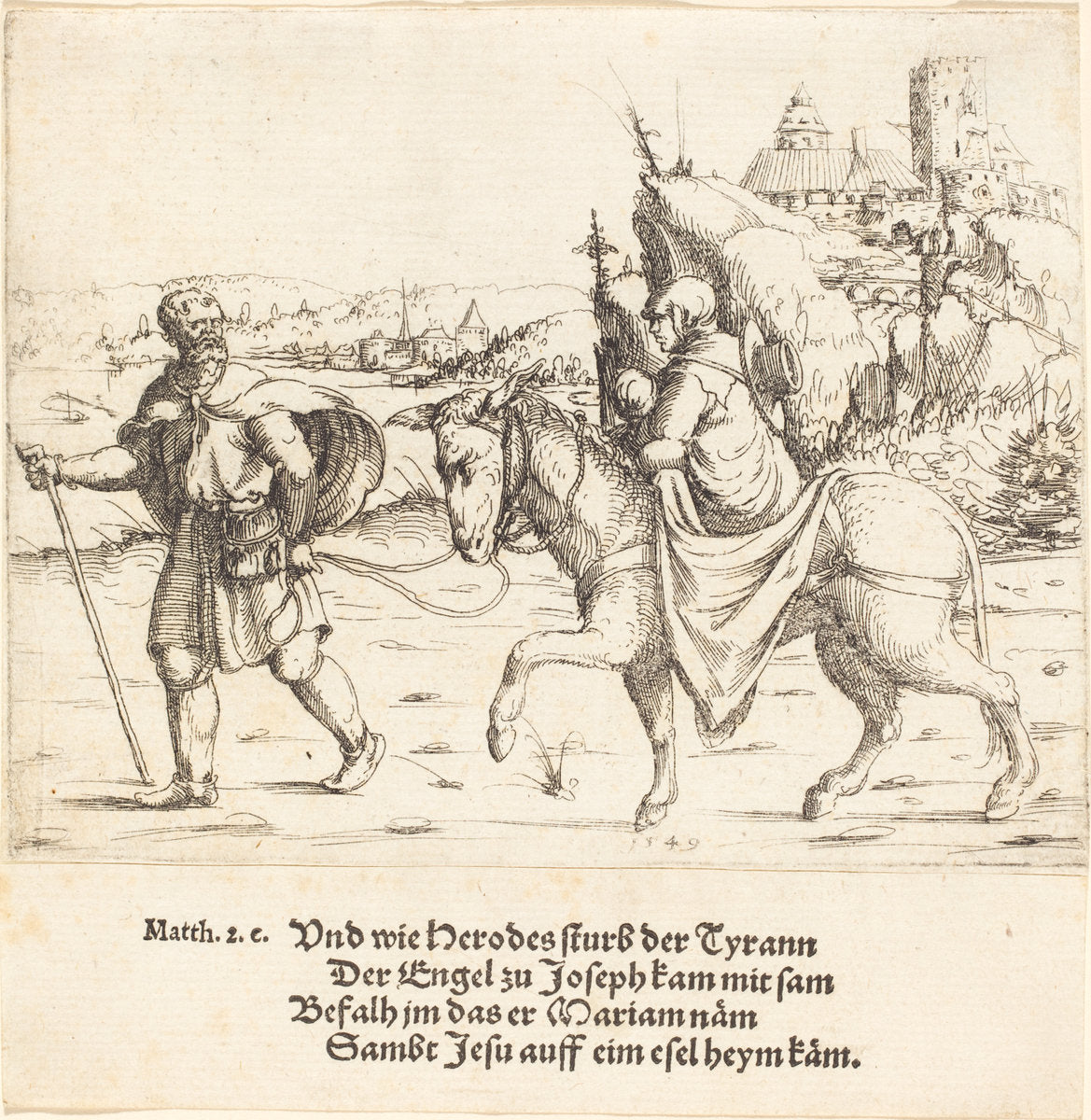 The Holy Family Returns from Egypt by Augustin Hirschvogel (German, 1503 - 1553), 16X12"(A3)Poster Print