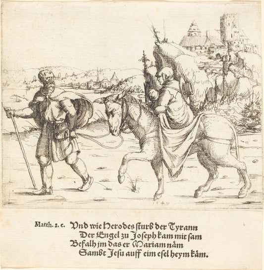 The Holy Family Returns from Egypt by Augustin Hirschvogel (German, 1503 - 1553), 16X12"(A3)Poster Print