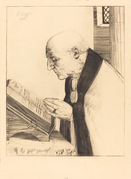 Reading of the Office of the Day (La lecture de l'office) by Alphonse Legros (French, 1837 - 1911), 16X12"(A3)Poster Print