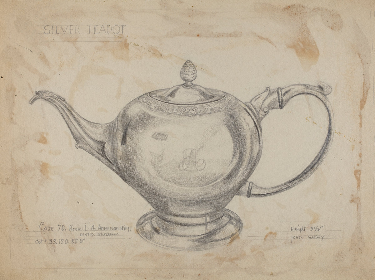 Silver Teapot by John Garay (American, active c. 1935), 16X12"(A3)Poster Print
