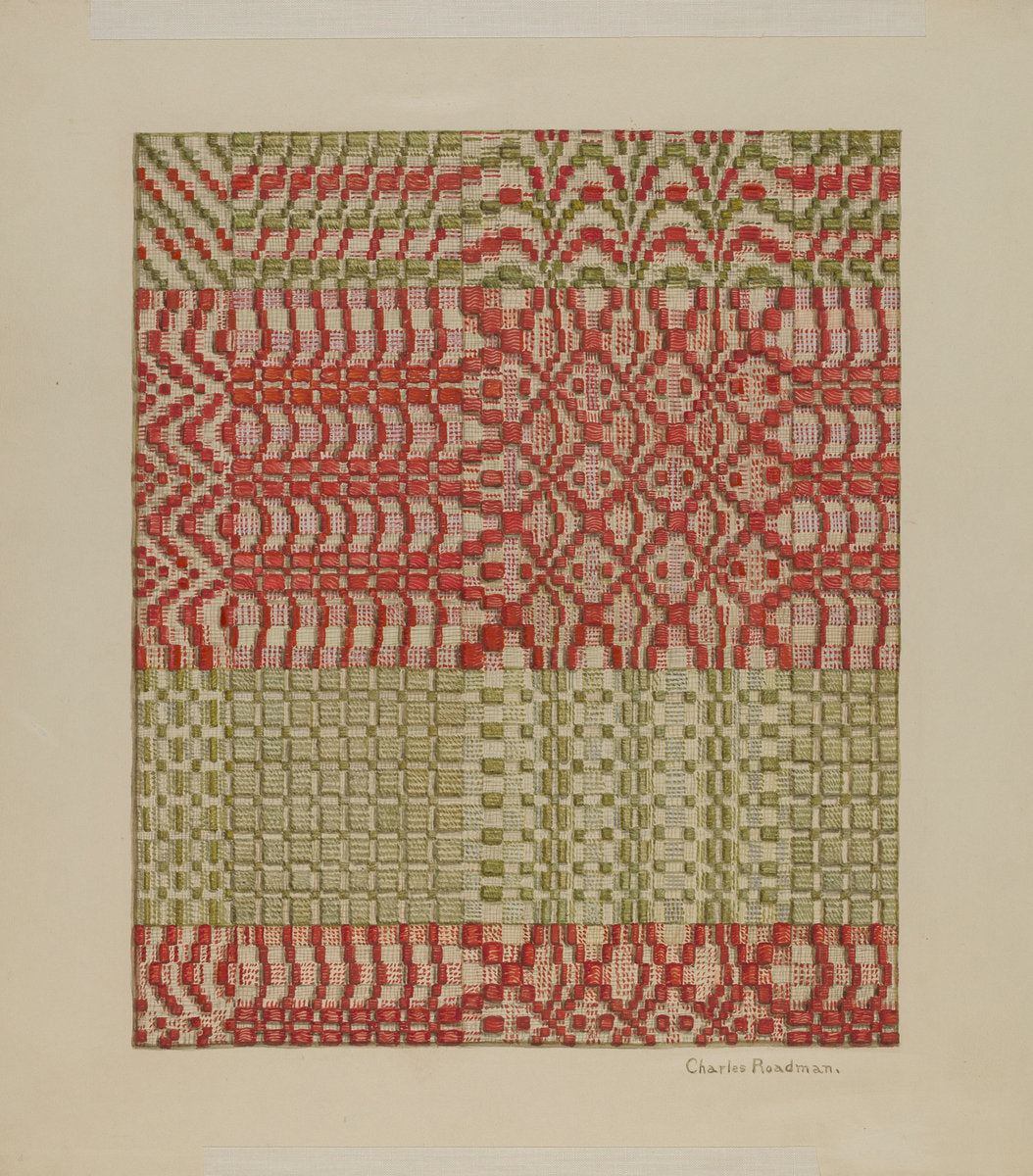 Woven Coverlet by Charles Roadman (American, active c. 1935), 16X12"(A3)Poster Print