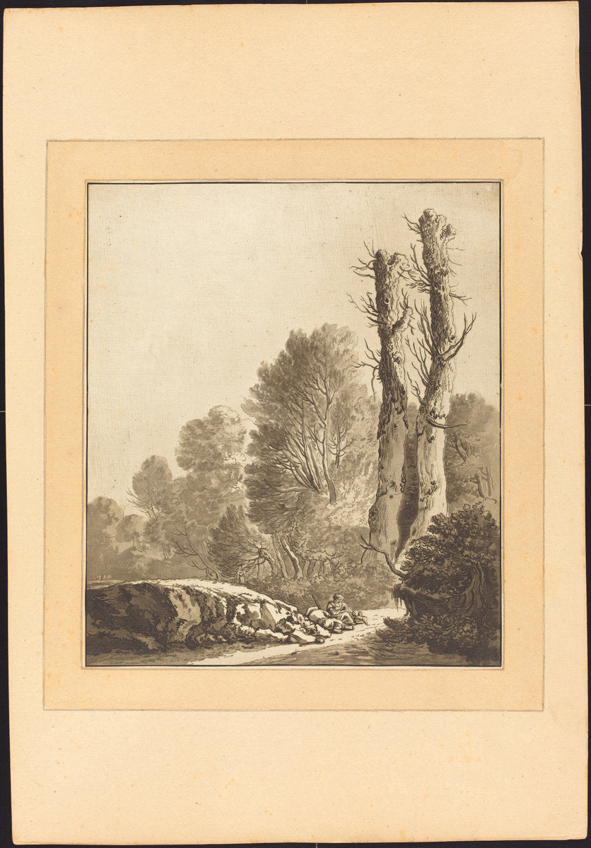 Wooded Landscape by Johann Gottlieb Prestel after Herman Saftleven (German, 1739 - 1808), 16X12"(A3)Poster Print