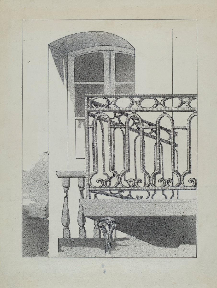 Iron Balcony by Arelia Arbo (American, active c. 1935), 16X12"(A3)Poster Print