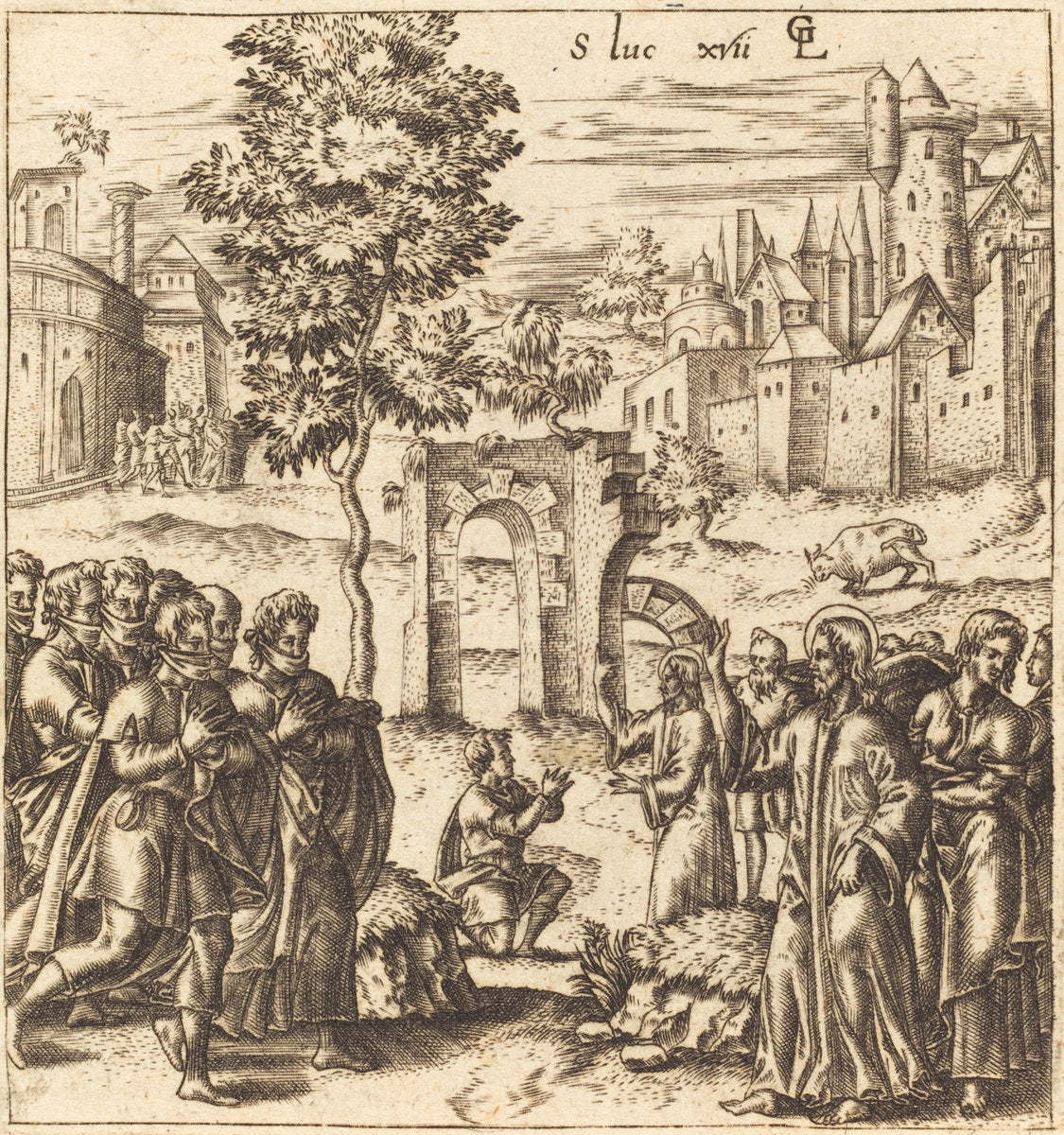 The Ten Lepers are Cleansed by Léonard Gaultier (French, 1561 - 1641), 16X12"(A3)Poster Print