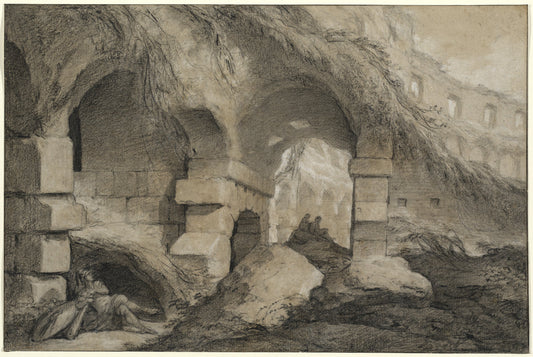 The Interior of the Colosseum by Charles Michel-Ange Challe (French, 1718 - 1778), 16X12"(A3)Poster Print