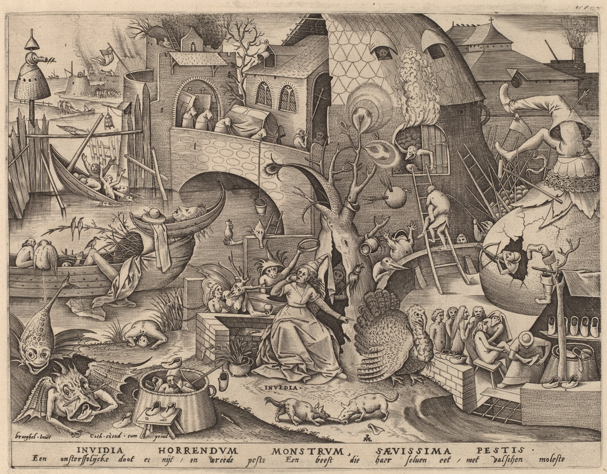 Envy by Pieter van der Heyden after Pieter Bruegel the Elder (Flemish, active c. 1551/1572), 16X12"(A3)Poster Print