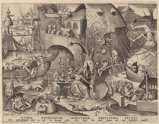 Envy by Pieter van der Heyden after Pieter Bruegel the Elder (Flemish, active c. 1551/1572), 16X12"(A3)Poster Print
