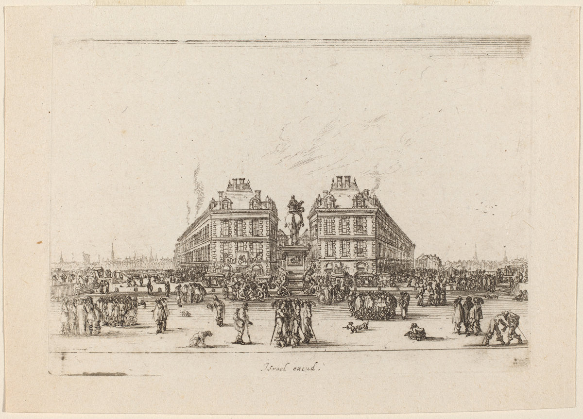 Place Dauphine by Stefano Della Bella (Italian, 1610 - 1664), 16X12"(A3)Poster Print