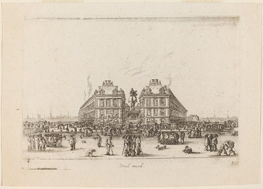 Place Dauphine by Stefano Della Bella (Italian, 1610 - 1664), 16X12"(A3)Poster Print