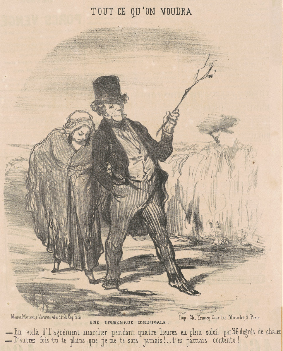 Une promenade conjugale by Honoré Daumier (French, 1808 - 1879), 16X12"(A3)Poster Print