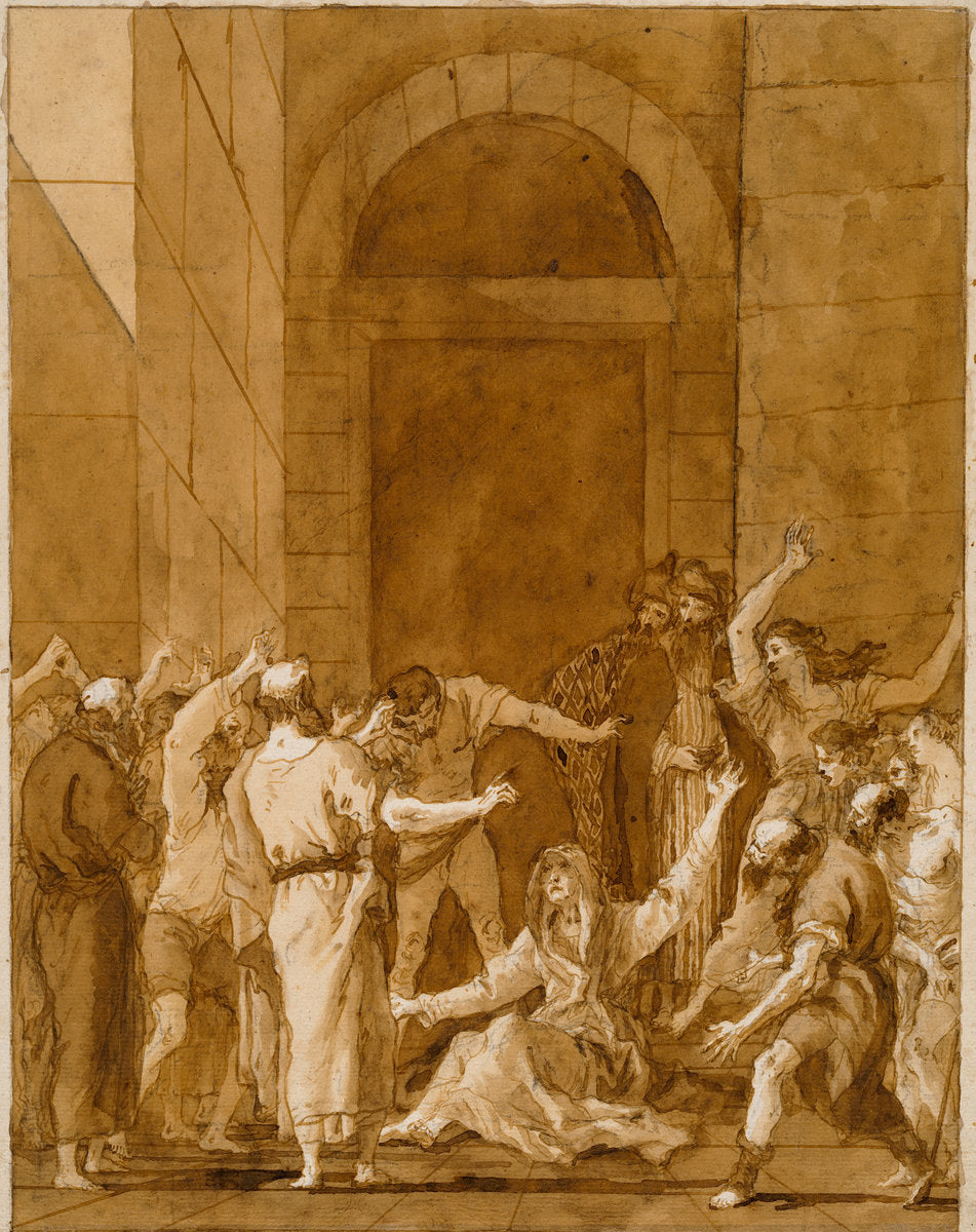 The Raising of Tabitha by Giovanni Domenico Tiepolo (Venetian, 1727 - 1804), 16X12"(A3)Poster Print