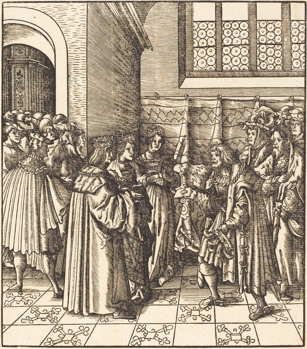 A Legation before a King, near Him Two Women Standing by Leonhard Beck (German, c. 1480 - 1542), 16X12"(A3)Poster Print