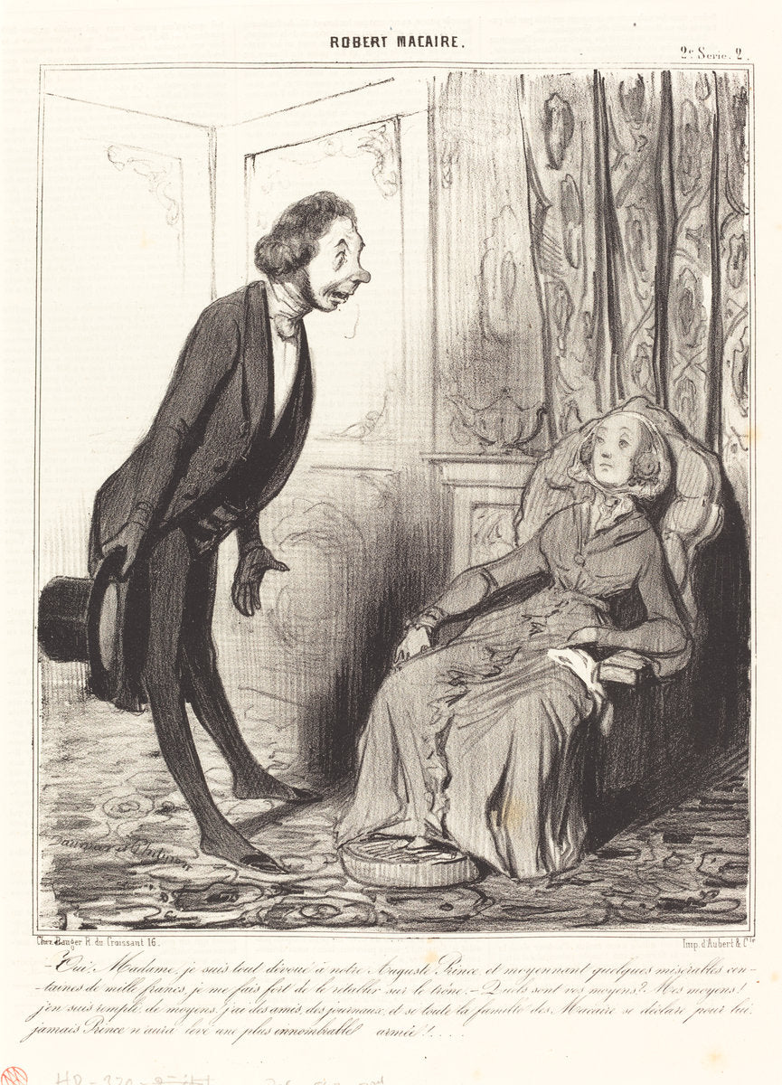 Oui, Madame, je suis tout dévoué a notre... Prince... by Honoré Daumier (French, 1808 - 1879), 16X12"(A3)Poster Print