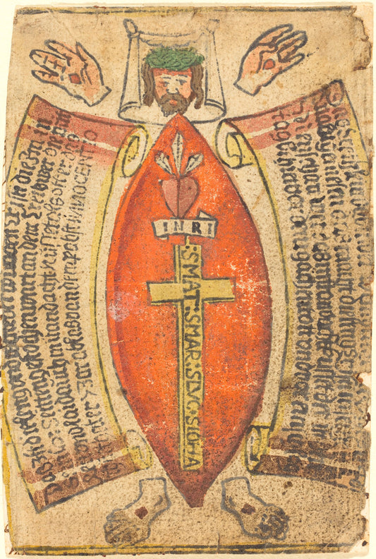 c. 1490 by German 15th Century (The Wounds of Christ with the Symbols of the Passion), 16X12"(A3)Poster Print
