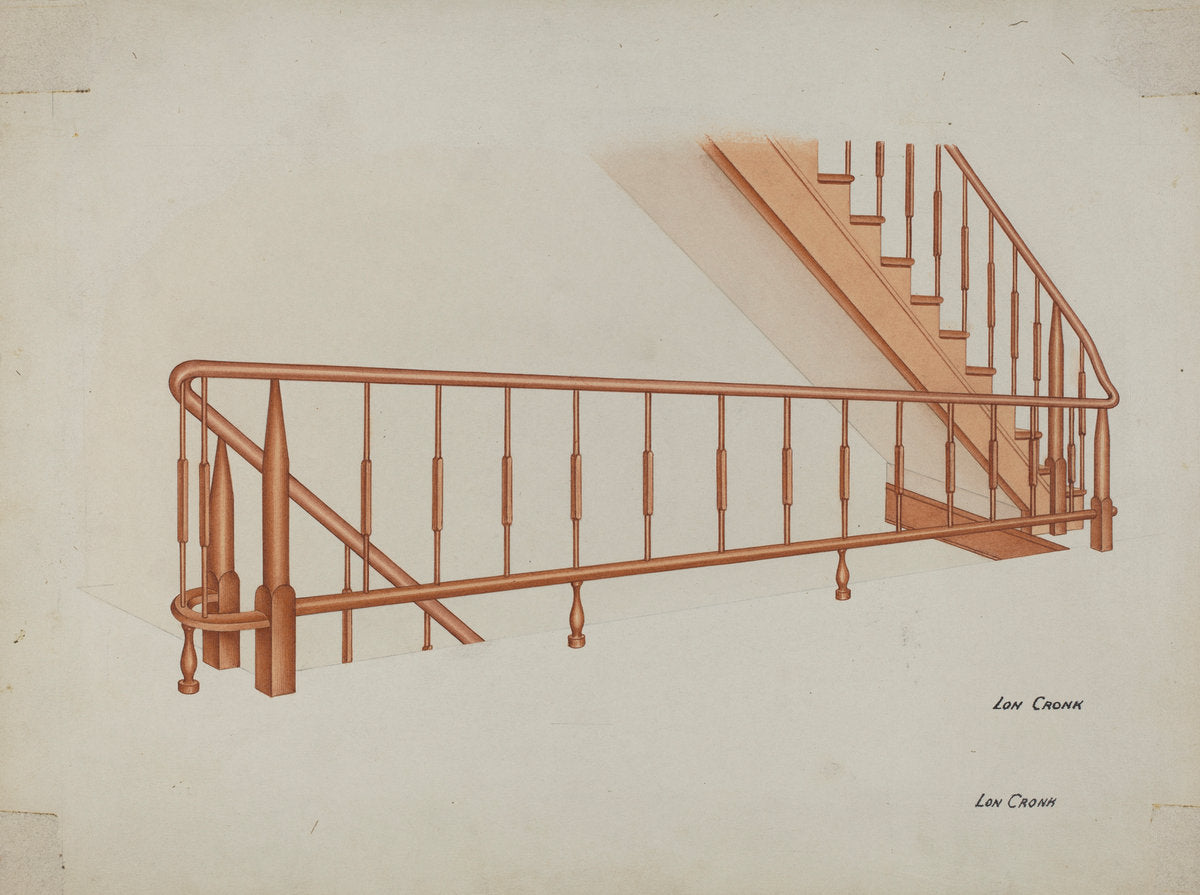 Shaker Stairway by Lon Cronk (American, active c. 1935), 16X12"(A3)Poster Print