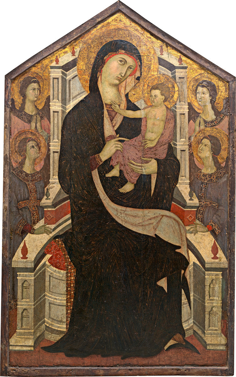 Maestà (Madonna and Child with Four Angels) by Master of Città di Castello (Italian, active c. 1290 - 1320), 16X12"(A3)Poster Print