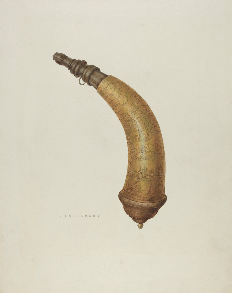 Powder Horn by John Koehl (American, active c. 1935), 16X12"(A3)Poster Print
