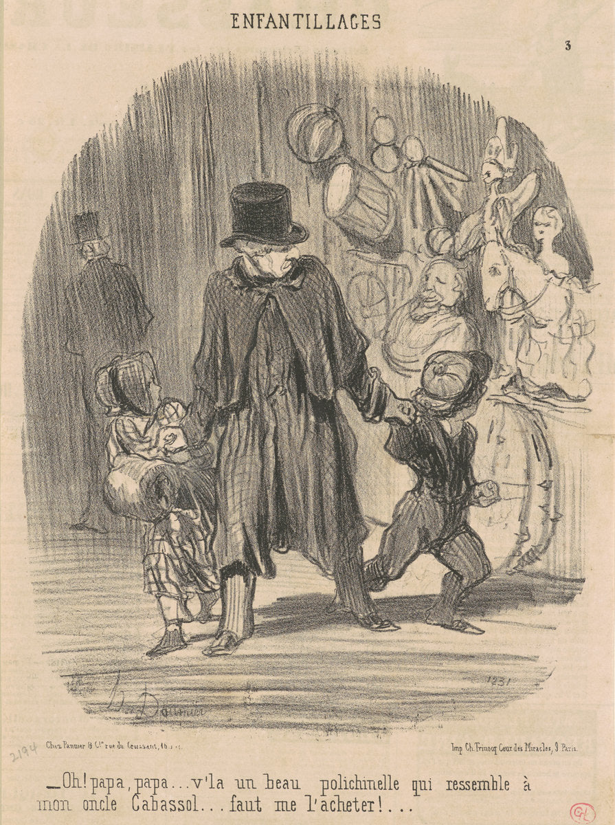 Oh! Papa, papa ...v'la un beau ... by Honoré Daumier (French, 1808 - 1879), 16X12"(A3)Poster Print