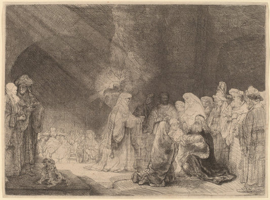 The Presentation in the Temple: Oblong Print by Rembrandt van Rijn (Dutch, 1606 - 1669), 16X12"(A3)Poster Print