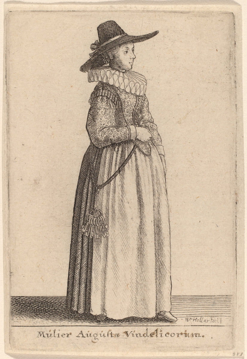 Mulier Augustae Vindelicorum by Wenceslaus Hollar (Bohemian, 1607 - 1677), 16X12"(A3)Poster Print