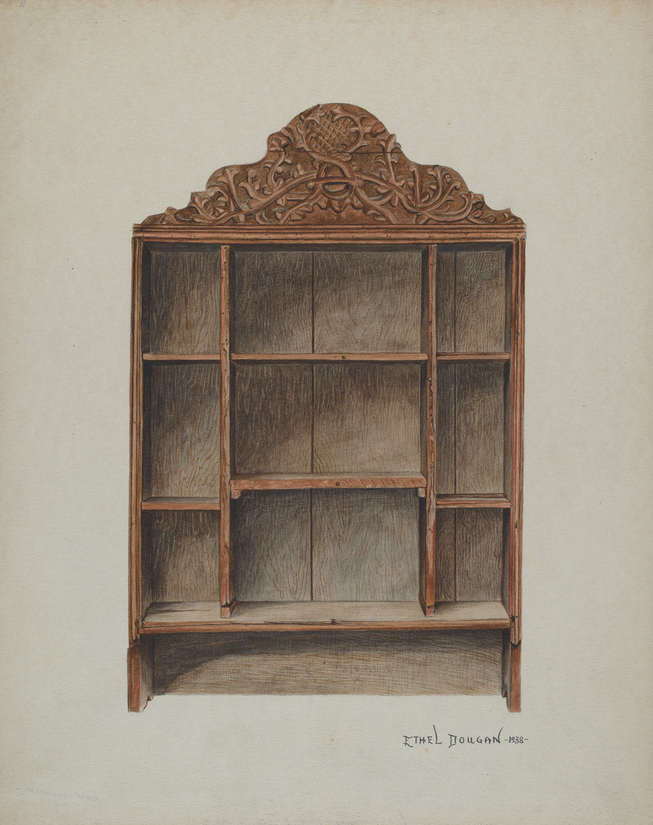 Hand Carved Cabinet by Ethel Dougan (American, 1898 - 1976), 16X12"(A3)Poster Print