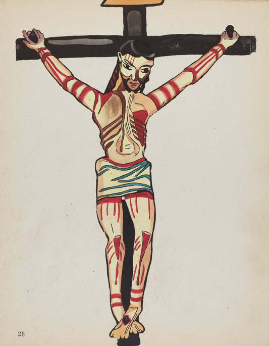 1935/1942 by American 20th Century (Plate 26: Christ Crucified, Taos: From Portfolio "Spanish Colonial Designs of New Mexico"), 16X12"(A3)Poster Print