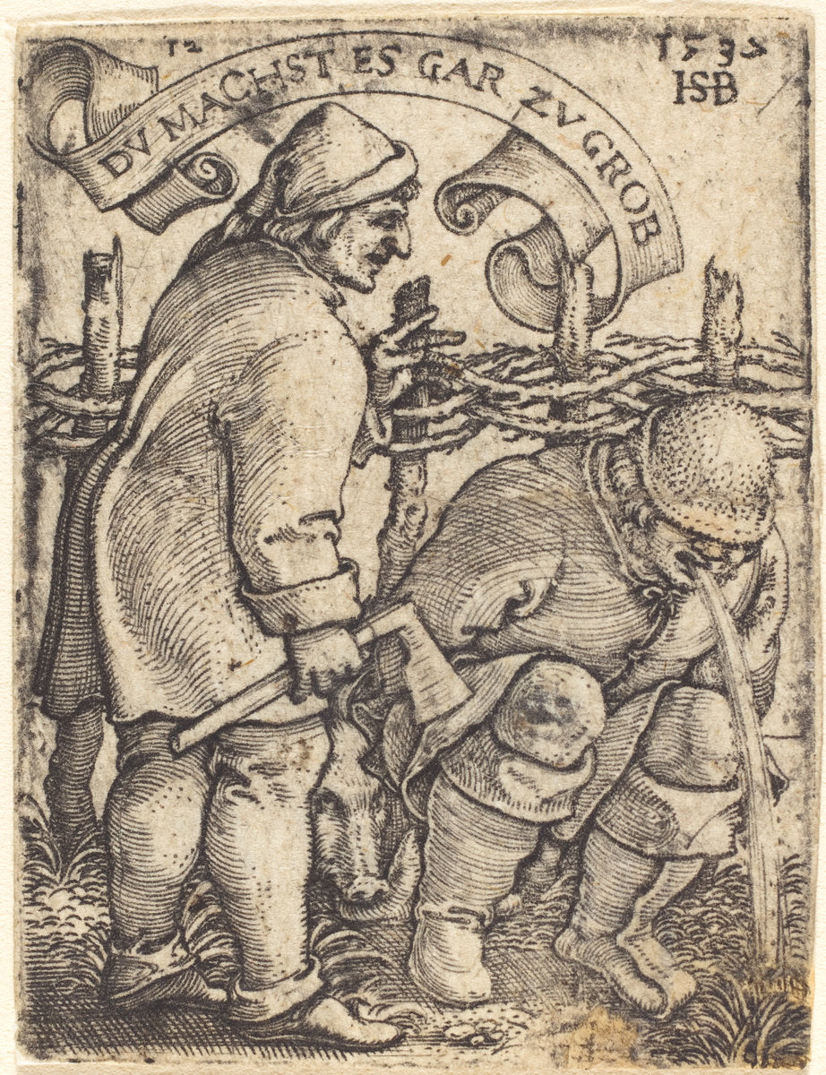 Vomiting Peasant by Sebald Beham (German, 1500 - 1550), 16X12"(A3)Poster Print